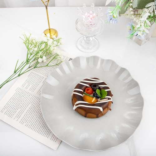 LIYH 24Pcs Grey Plastic Plates Reusable Unbreakable Dinner And Salad Set - color: Gray, size: 24(12 Guests)
