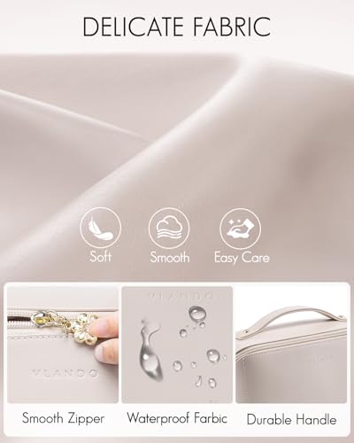 VLANDO Makeup Bag,Women Travel Toiletry Case,Carry Handle,Off White - color: 05.Off White