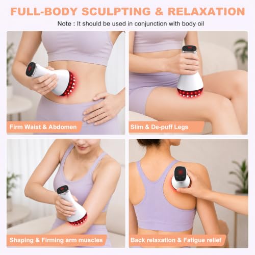 Lymphatic Drainage Massager & Anti Cellulite Massage Tool,Fascia Blaster for Reduce Stretch Marks for Legs, Arms & Belly,Body Sculpting Machine with Microcurrent & Red-Light & Heat & Vibration