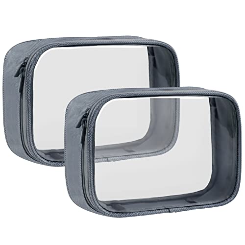 Moyad TSA Approved Toiletry Bag Clear Quart Size Travel Bags Makeup Bag - color: Grey, size: 2 Pack
