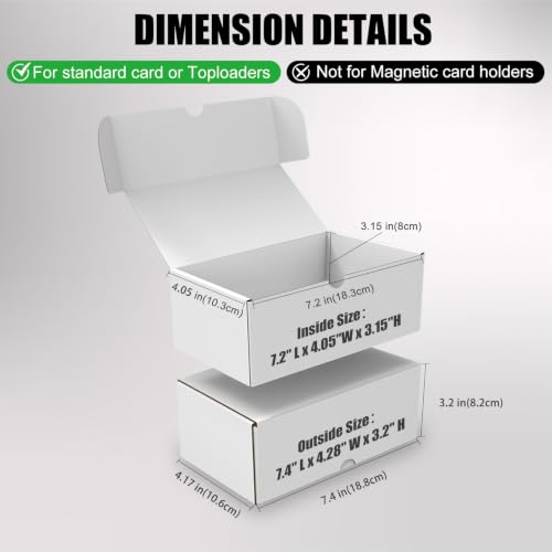 Trading Card Storage Box, 4-Pack 600 Count White Corrugated Cardboard Box - size: 4 Piece 7in for Standard