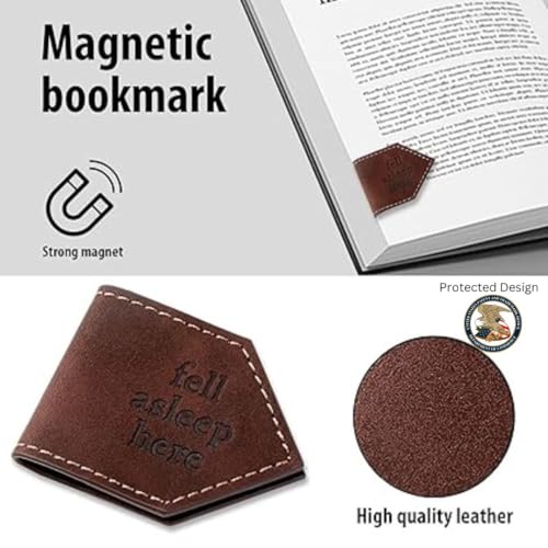 Fell Asleep Here Magnetic Faux Leather Bookmark for Book Lovers