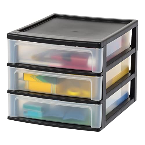 IRIS USA 3-Drawer Medium Plastic Stacking Desktop Organizer, Black - color: Black, style: Medium - 1 Pack