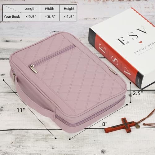 FINDCOZY Bible Cover for Women, Medium Carrying Case for Regular Bible - color: Peach Pink, size: Medium