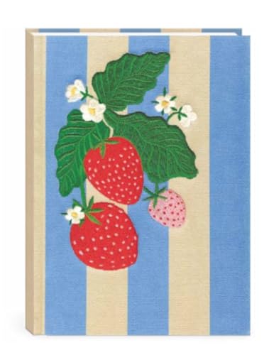 Lady Jayne Embroidered Canvas Hardcover Journal with 192 Lined Pages, 6” x 8.5” – Fruit and Fleur Strawberries (83501) - color: Strawberries