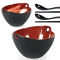 Ceramic Ramen Bowl with Chopsticks,6.7 Inch Noodle Bowls,Pho Bowls and Spoons Set,Japanese Bowl for Pho,Udon,Soba,Noodle,Microwave Safe,Set of 2 (Burnt Red) - color: Burnt Red
