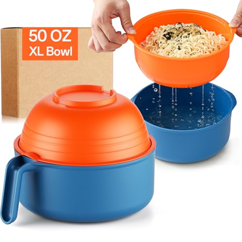 MEACOLIA Jumbo 50 oz Microwave Ramen Cooker Bowl - color: Orange, size: 50 oz Ramen Bowl (Bowl Only)