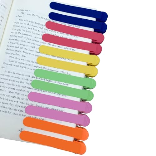 12Pcs Automatic Bookmark, Smart Marks for Reading Women Men Kids, Silicone Bookmarks for Book Lovers, Unique Markers for Reading Clip Page Holder Accessories - color: 12pcs Colorful Bookmark