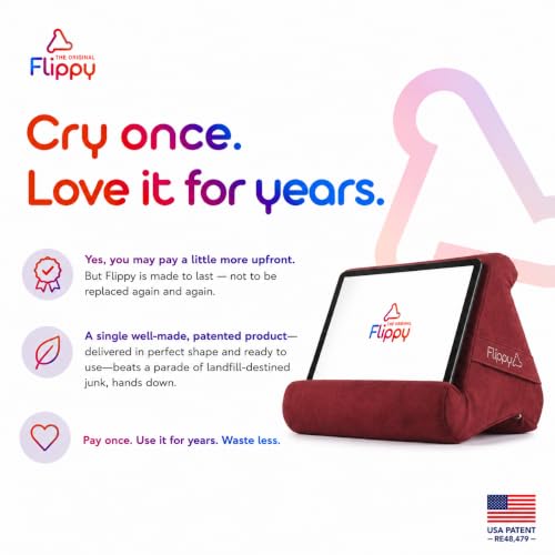 Flippy Original Tablet Pillow Stand & iPad Holder, Gift for Book Lovers & Readers, Multi-Angle Stand with Storage for Lap, Desk & Bed, Compatible with Kindle, Fire, iPad & Samsung, Nebbiolo - color: Nebbiolo 4.0