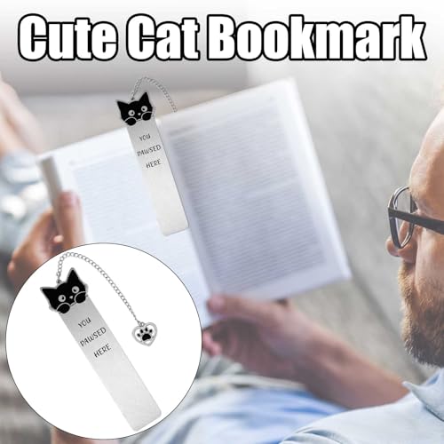 Cat Bookmark, Zinc Alloy Kitten Pet Book Marker for Women - style: Black Cat