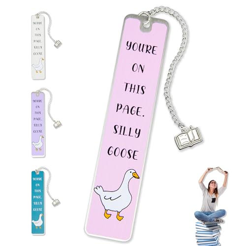 Silly Goose Bookmark, Cute Funny Bookmarks for Women Metal Book Mark Pink Bookworm Bookmark Bookish Accessories Cool Gifts for Book Lovers Reading Club Christmas Birthday Present (Blush Pink) - color: Blush Pink