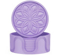 HFHOME Silicone Coasters Set for Drinks - 6 Pack With Holder, Table Cup Mat for Coffee Table, Desk, Bar - Tabletop Protection Gift - Light Purple - color: Light Purple