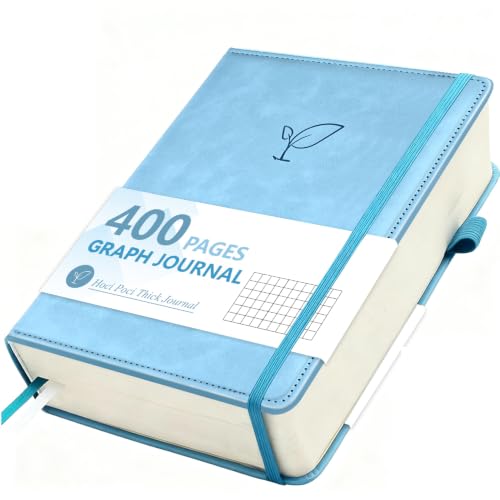 Hoci Poci 400 Pages Graph Journal Notebook, 5.8" x 8.4",100gsm, Light Blue - color: Light Blue, size: Squared-400 Pages (5.7"×8.3")
