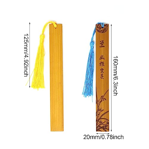 Honbay 8PCS Vintage Bamboo Bookmark Chinese Carving Blossom Bookmark with Tassel Reading Page Markers for School Office Supplies or Book Lovers (4 Style)