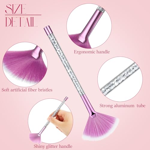 Maitys 9 Pieces Facial Fan Mask Brushes, Purple, Silver - color: Purple, Silver