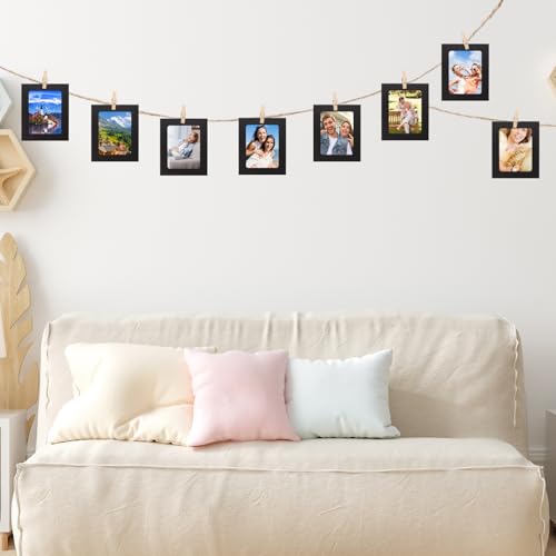 30Pcs 4x5Inch Black Paper Photo Frames with String & Clips - color: Black, size: 4x5inch