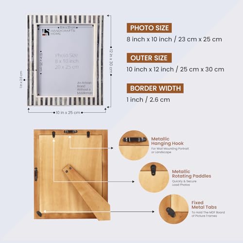 Handicrafts Home Handmade Neutral Bone Inlay Grey & White Picture Frame,6x4 - color: KAYALA-SAJE, size: 8X10