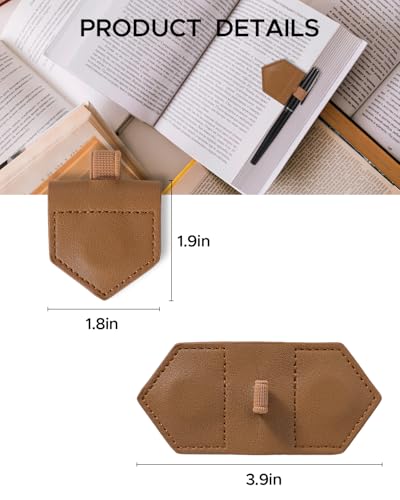 Magnetic Leather Bookmarks with Pen Holder Vegan Leather Book Marks Gifts for Reading Book Lovers Notebook Travelers (Brown-2PC) - color: Brown-2pc