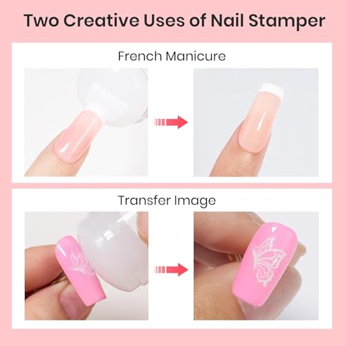 Beetles Nail Stamp, 4Pcs French Tip Stamper and Scraper Tool Set - color: D - 4 | Clear