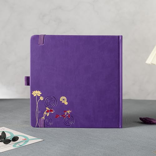 TIEFOSSI Dotted Square Journal Notebook 160 Pages for Women & Men(8 x 8) - color: Deep Purple, size: Square-Dotted