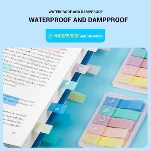 Golcellia Sticky Tabs, Soft Pastel Book Tabs for Notebooks, 300 Pcs - color: Yellow, Pale Purple, Pink, Mint Green, and Sky Blue