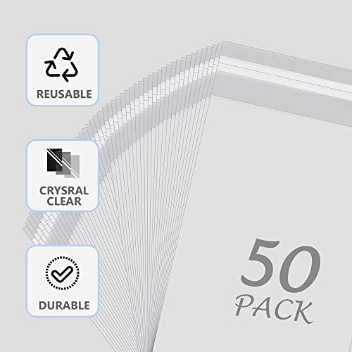 50 Pack Acid-Free Crystal Clear Sleeves Storage Bags for 9x12 Art Prints - size: 9x12 50 Pack