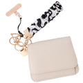 Scrunchie Wristlet Keychain Gift Set for Women with Small RFID Wallet Keychain, Stretchy Key chain with Phone Tether Tab - color: Cow Print