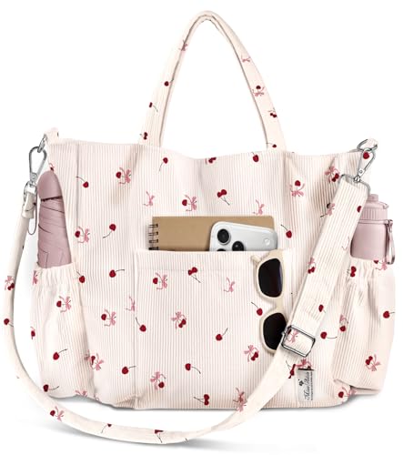 Miss Adola Corduroy Crossbody Tote Bag for Women - color: Cherry-bow
