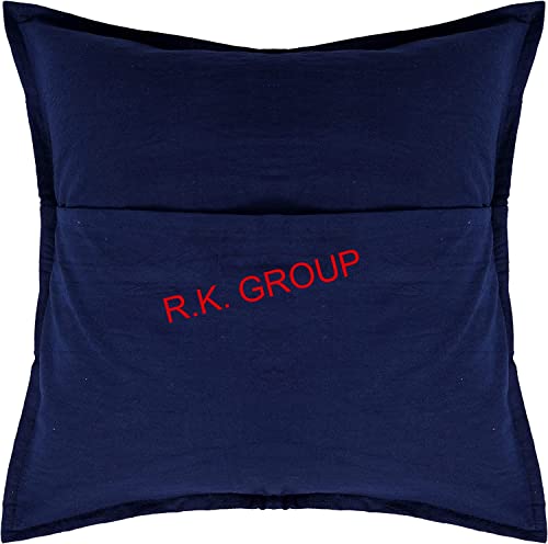 Indian Mirror Embroidered Decorative Sofa Throw Pillow Cushion Cover Boho Bohemia (Color : Blue Size -18 X 18) - color: Blue, size: 18" x 18" (Pack of 1)