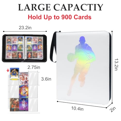 900 Pockets Basketball Card Binder, Laser Silver Hot Stamping Cover,XG90 - color: Dazzling Basketball-900