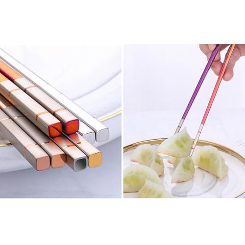 Reusable Stainless Steel Chopsticks,Dishwasher Safe , Easy to Use(3 PCS,Rose gold) - color: Rose Gold