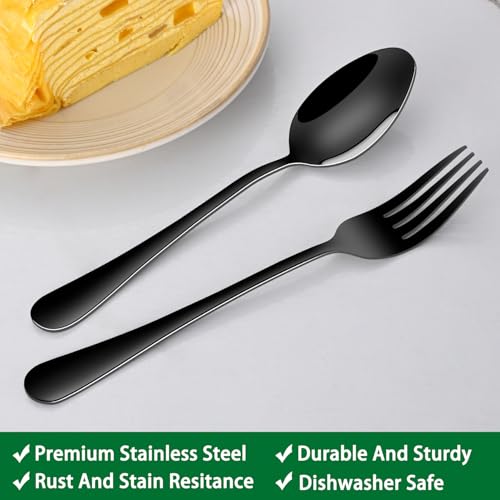 6.7 Inch Black Tea Spoon Set Of 8, Stainless Steel Dessert Spoons for Dining, Black Coffee Spoons For Cafe, Metal Small Spoons For Kitchen - color: Black