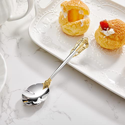 KEAWELL Premium Luxury 4-Piece 6-Inch Tea Spoon Set (Gold Accent) - color: Gold Accent