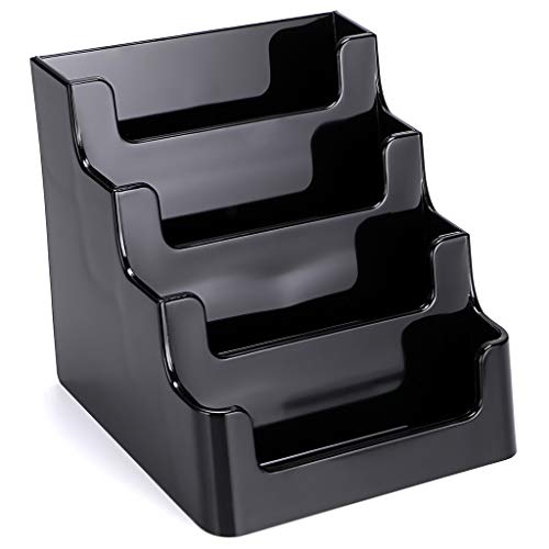 Hipiwe 2 Packs 4-Tier Acrylic Business Card Holder Desktop Index Card Stand - color: Black