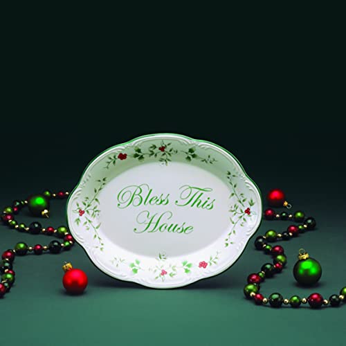 Pfaltzgraff Winterberry Bless This House Plate - 11-Inch - size: 10.5 x 8.5 inch (Single), style: Serving Platter