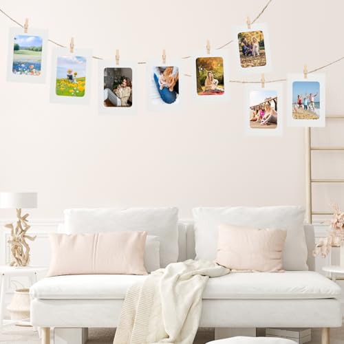 30Pcs 4x6Inch White Paper Photo Frames with String & Clips - color: White, size: 4x6inch