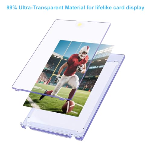35pt Magnetic Card Holders for Trading Cards,UV Hard Plastic Sports Display Cases,25 Pack Clear One Touch Mags Card Protectors for Baseball Cards, Football Cards, Basketball Cards,MTG,TCG(25)