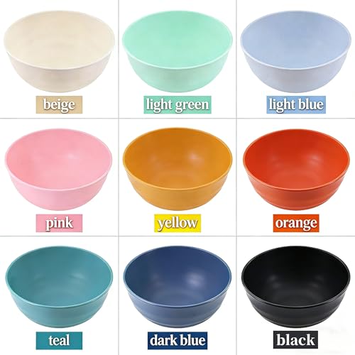 Large 60oz Unbreakable Bowls – Wheat Straw BPA Free Deep Soup Bowls, Microwave Dishwasher Safe for Cereal, Salad, Oatmeal, Ramen – Perfect for Camping & Daily Dining (Bowl-9p without Lid) - color: Bowl-9p without Lid