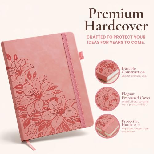 Lined Journal Notebook Hardcover Leather Bound 200 Pages A4 Pink Cute Diary - color: Pink, size: A4 200 Pages