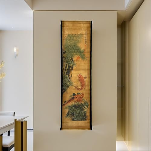 Wall Art Poster Prints Painting Hanging Scroll Decor Asia Summer Koi Fish - color: D2