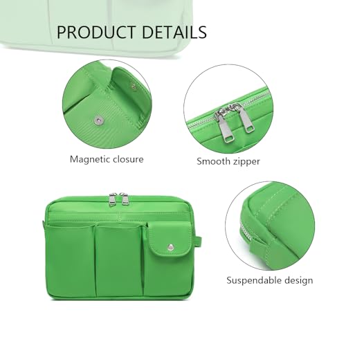 Pencil Holder Storage Bag for Women, Large Capacity Zippered Pencil Case with Multiple Pockets, Nylon Canvas Stationery Organizer for Office, Travel & Daily Use (Nylon,Grass Green) - color: Grass Green/Nylon