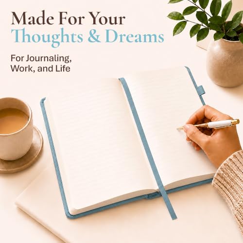 Lined Journal Notebook Hardcover Leather Bound 300 Pages A5 Blue Cute Diary - color: Light Blue, size: A5 300 Pages