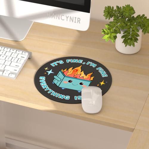 Hancynir 2Pcs Funny Mouse Pad, Dumpster on Fire Round Mousepad for Desk - color: 00-2 Dumpsters Blue & Green