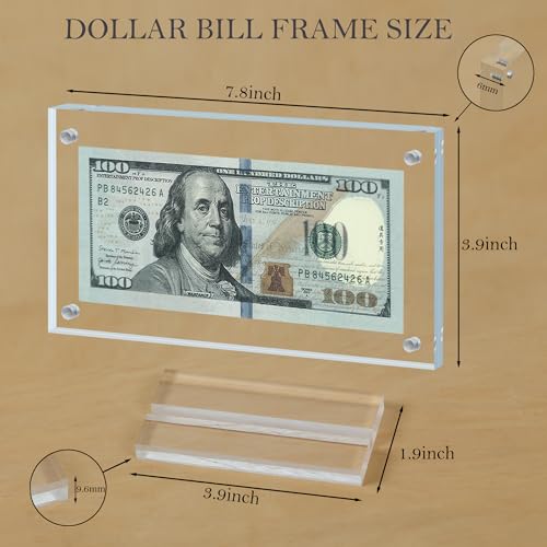 4 Pcs Dollar Bill Frame Display Acrylic Dollar Bill Holder for Collectors Currency Frame Display Case Double-Sided Transparent Ticket Banknotes Stamp Photo Protector(Transparent-4) - color: Transparent-4
