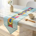 Korean Table Runner, 100% Ramie Bojagi Patchwork, Sky Blue, 79 x 12 Inch - color: Sky Blue