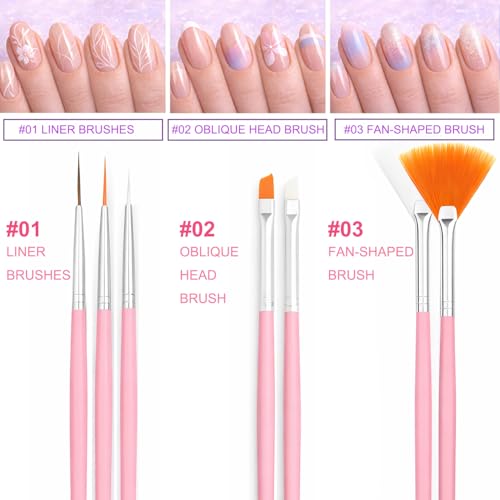 Nail Art Brush Set with Silicone Sculpting Tools, Metal Dotting Tips & Brush Holder – Includes Mixing Palette, Nail Painting Brushes for Gel, Acrylic, DIY Nail Design, Salon & Home