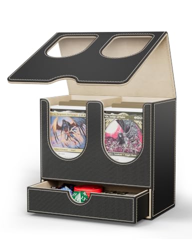 Card Deck Box with Dice Tray for MTG Commander Display(Black Gold) - color: B-Black&Gold