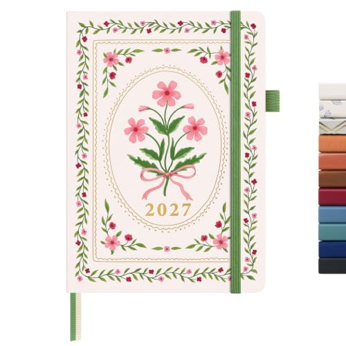 &And Per Se 2027 Planner, 12-Month Monthly & Weekly, 2027 Calendar Planner with 100gsm Paper, A5 Hardcover Faux Leather, 5.7" x 8" (Ribbon Bloom) - color: Ribbon Bloom, size: 5.7" x 8"(Jan 2027-Dec 2027)
