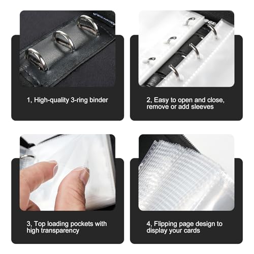 GEAoffice 1 Pocket Mini Trading Card Binder Holds 80 Cards, Black - color: Black-1 Pocket