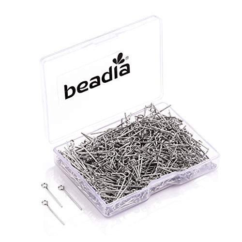 BEADIA Open Eye Pins Platinum Head Pins for DIY Jewelry Making 20mm 500pcs - color: Platinum, size: 20mm
